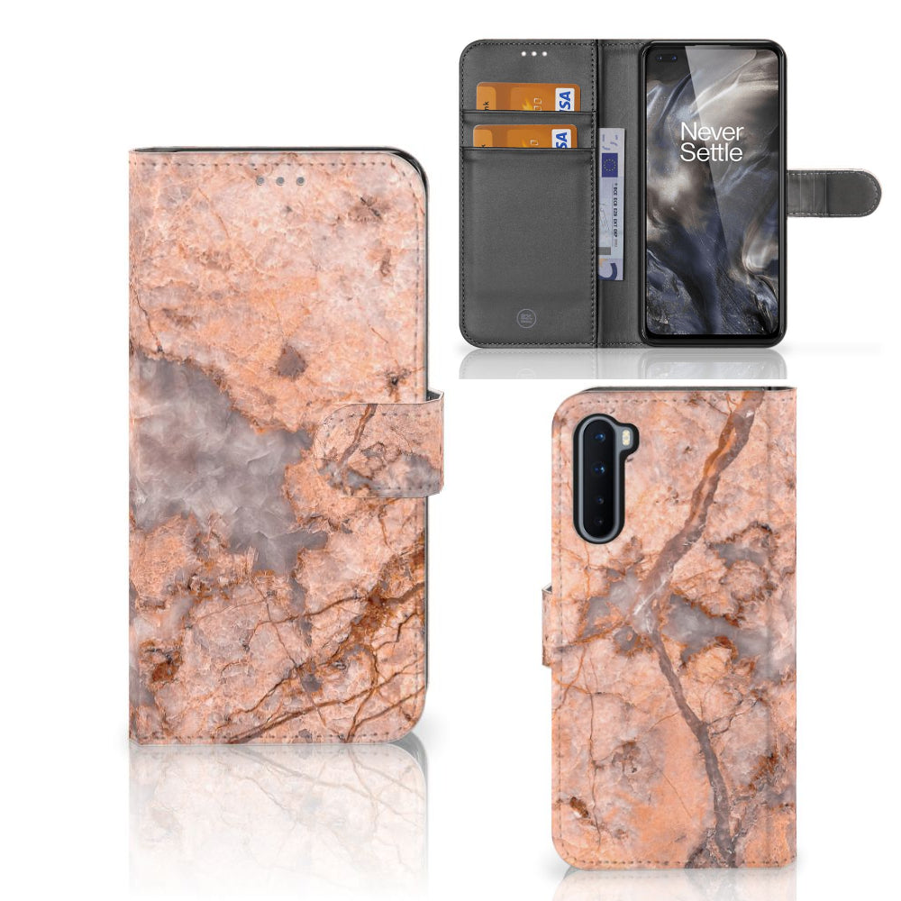 OnePlus Nord Bookcase Marmer Oranje