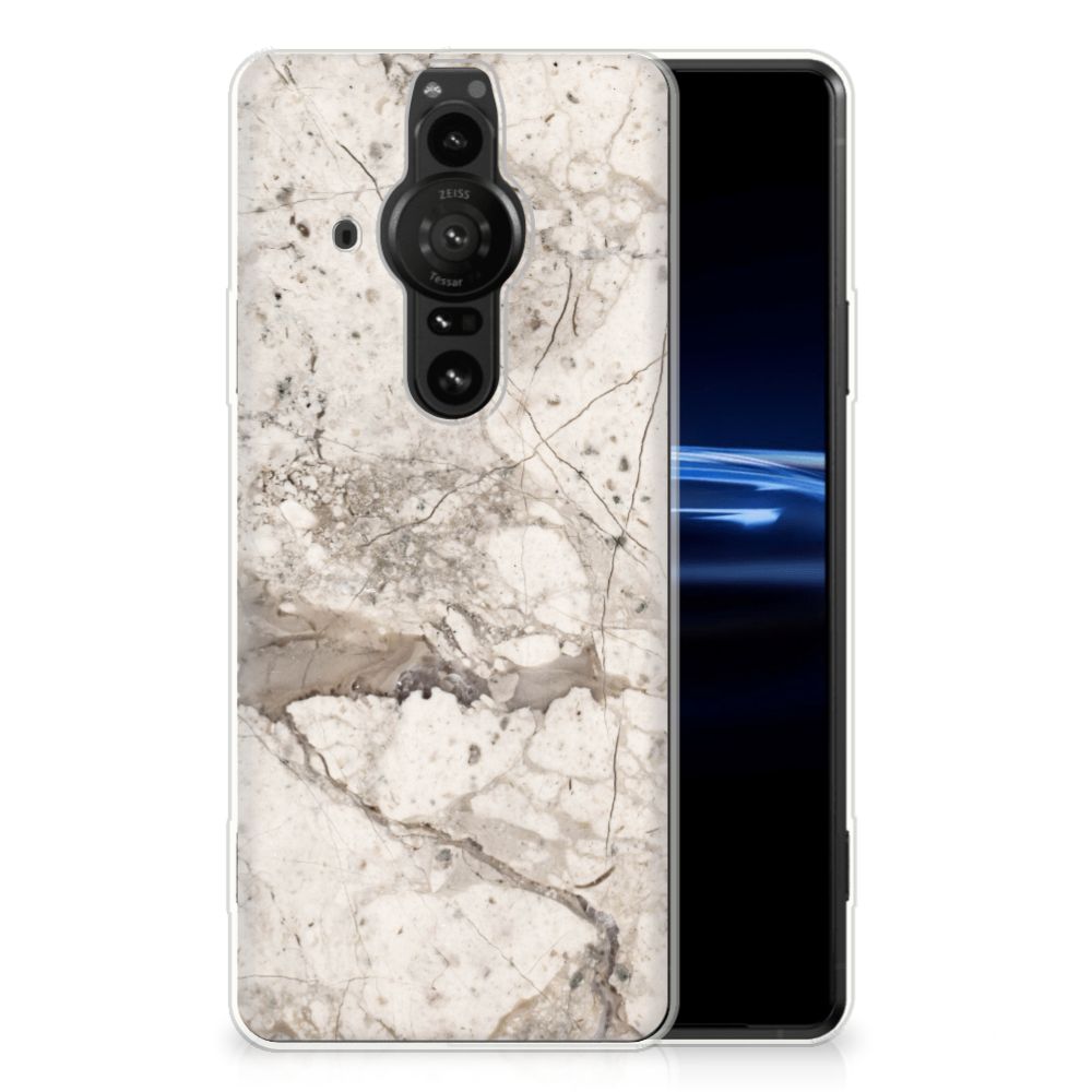 Sony Xperia Pro-I TPU Siliconen Hoesje Marmer Beige B2C Telecom