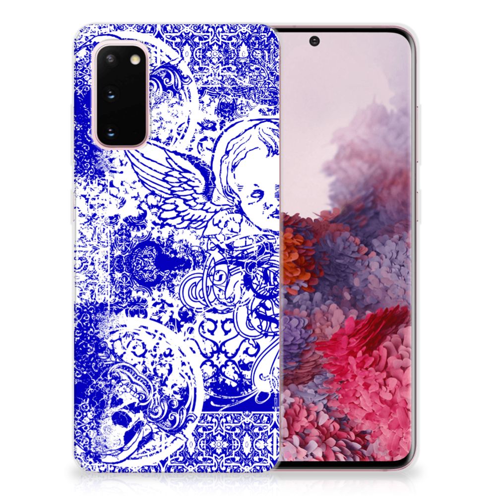 Silicone Back Case Samsung Galaxy S20 Angel Skull Blauw B2C Telecom