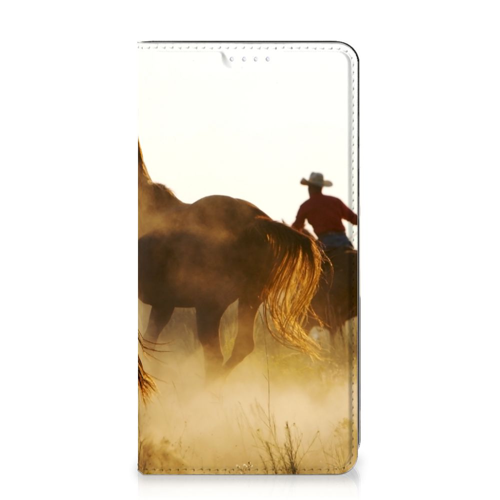 Samsung Galaxy S20 FE Hoesje maken Design Cowboy met paarden en cowboy in de mist