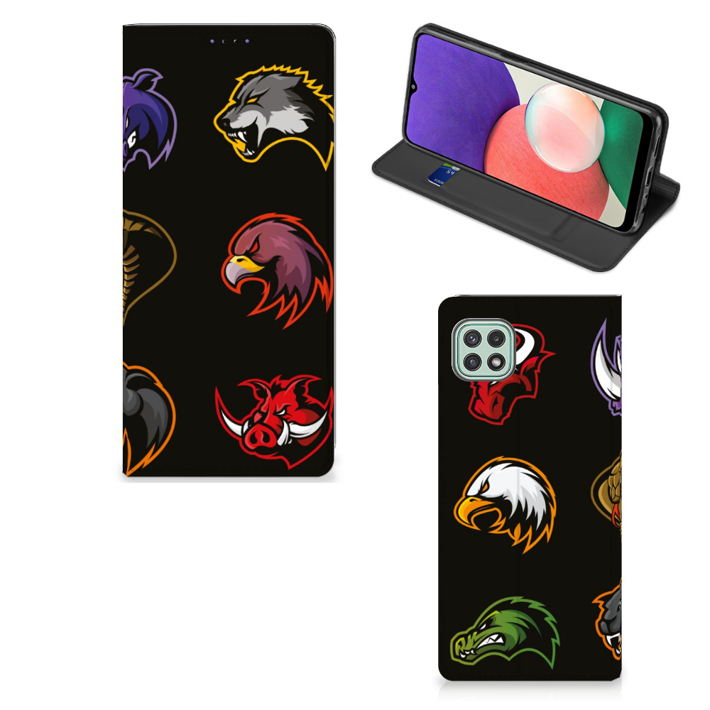 Samsung Galaxy A22 5G Magnet Case Cartoon with colorful animal designs and a standing feature.