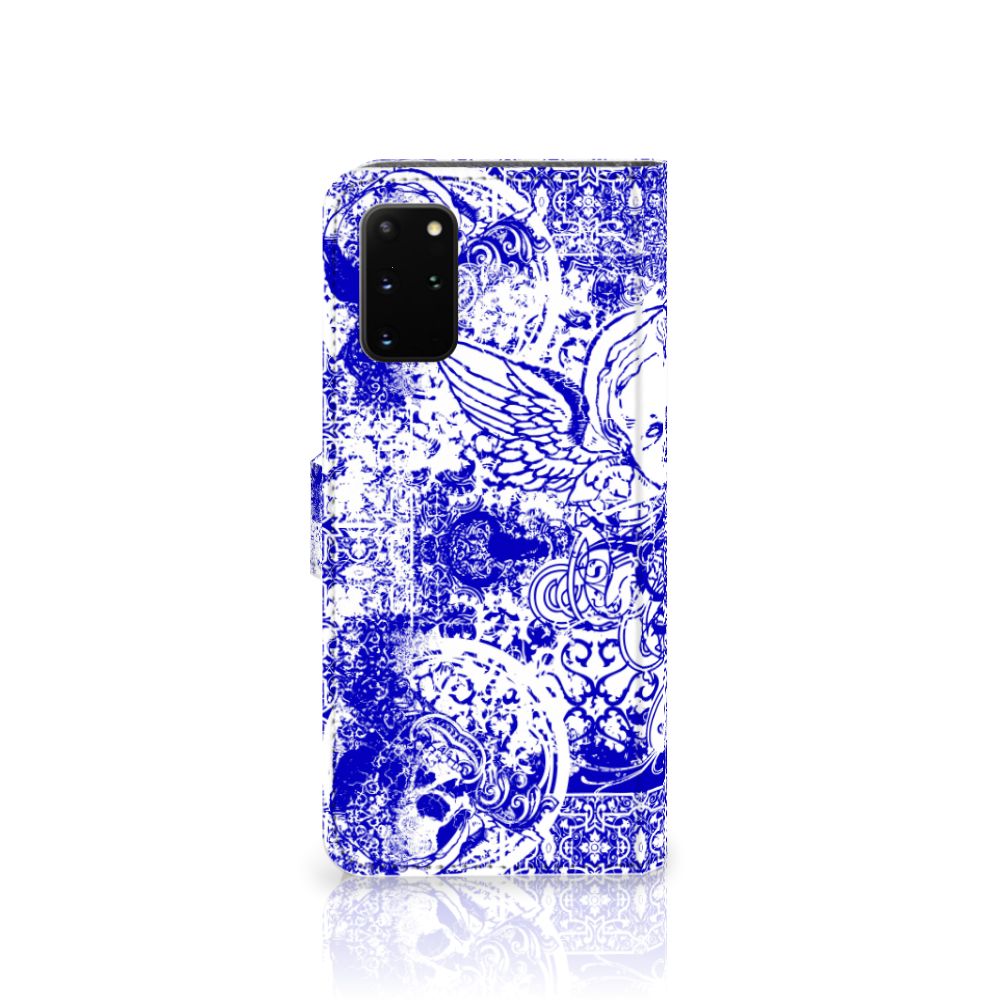 Telefoonhoesje met Naam Samsung Galaxy S20 Plus Angel Skull Blauw