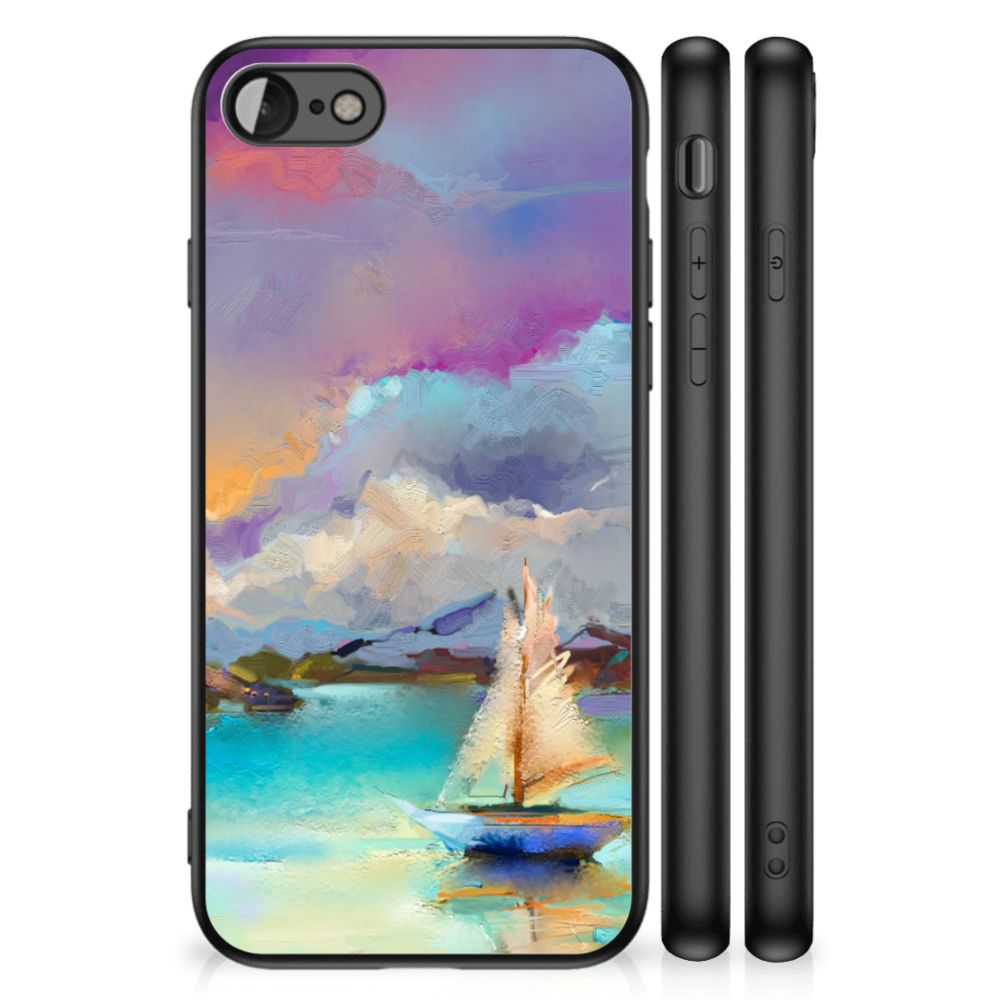 Kleurrijke Telefoonhoesje iPhone SE 2022 | SE 2020 | 7/8 Boat met een stijlvolle waterverf bootafbeelding.