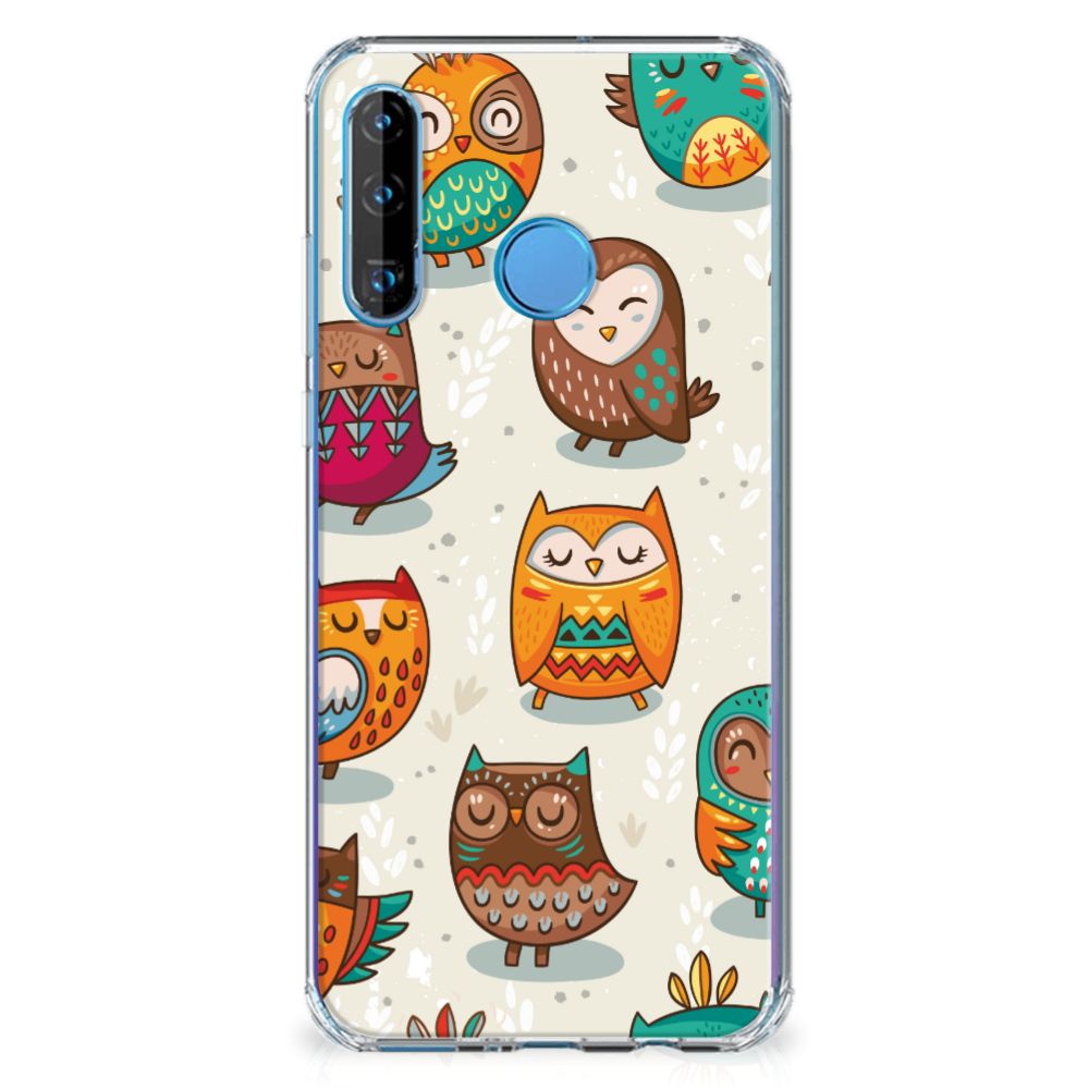 Huawei P30 Lite Case Anti-shock Vrolijke Uilen