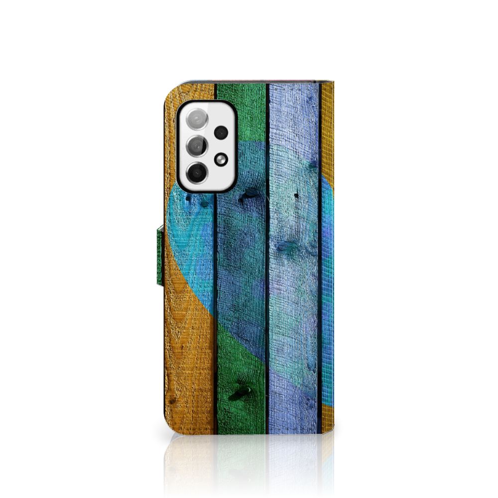 Samsung Galaxy A73 5G Book Style Case Wood Heart - Cadeau voor je Vriend