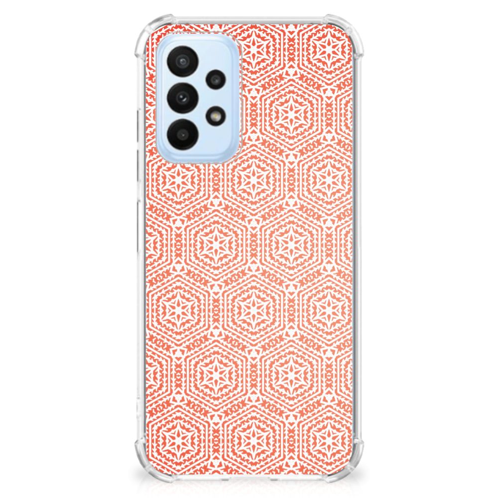 Samsung Galaxy A23 Doorzichtige Silicone Hoesje Pattern Orange - B2C Telecom