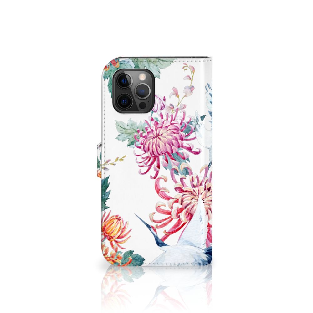 Apple iPhone 12 Pro Max Telefoonhoesje met Pasjes Bird Flowers