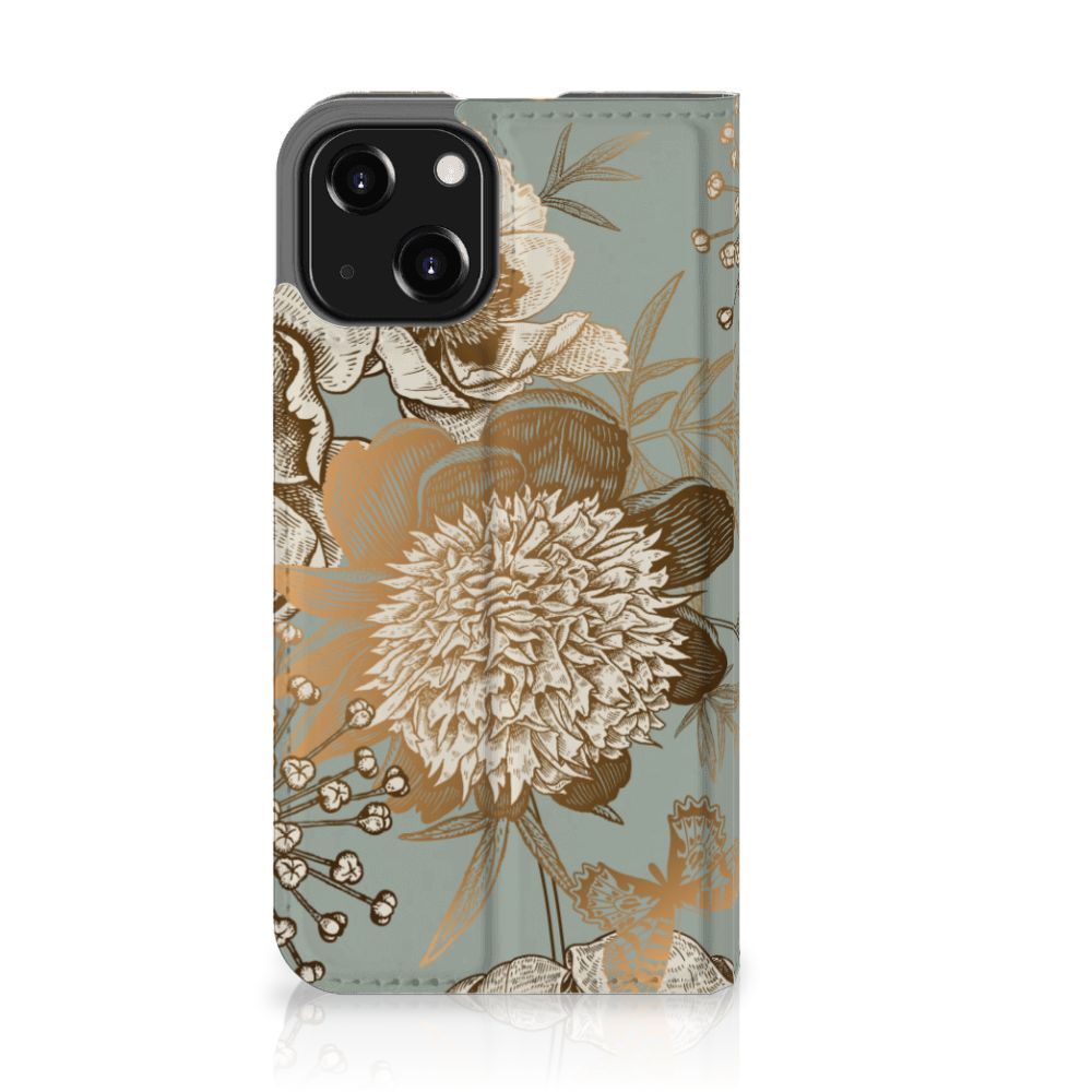 Smart Cover voor iPhone 13 Mini Vintage Bird Flowers - B2C Telecom