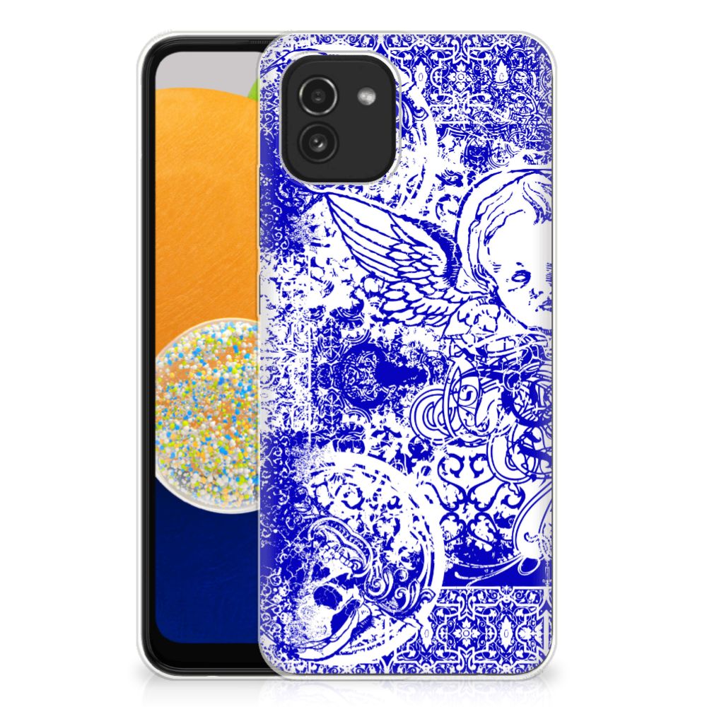 Silicone Back Case Samsung Galaxy A03 Angel Skull Blauw B2C Telecom