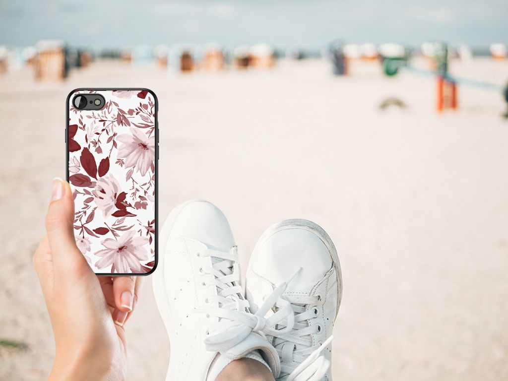 Kleurrijke Telefoonhoesje iPhone SE 2022 | SE 2020 | 7/8 Watercolor Flowers met bloementhema aan het strand.