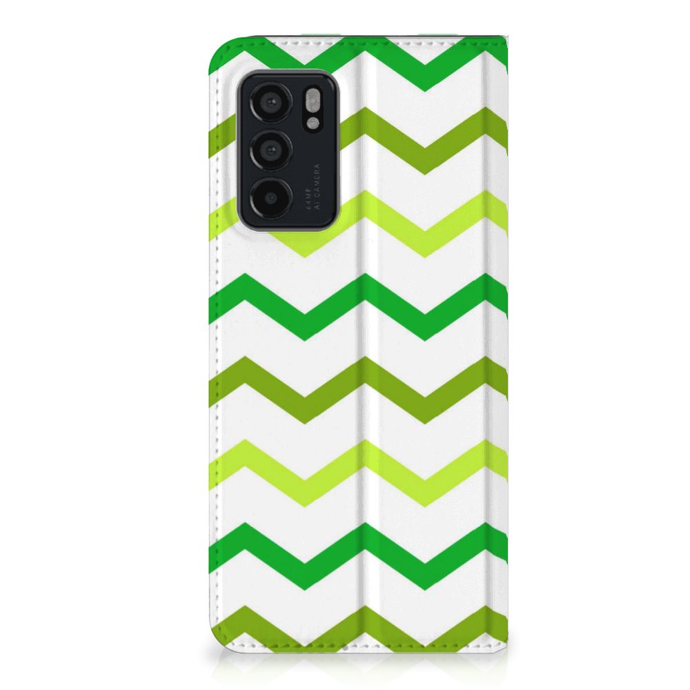 OPPO Reno6 5G Hoesje met Magneet Zigzag Groen - B2C Telecom