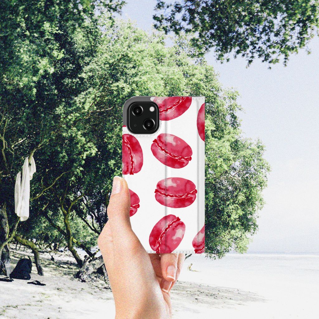 iPhone 13 Flip Style Cover Pink Macarons