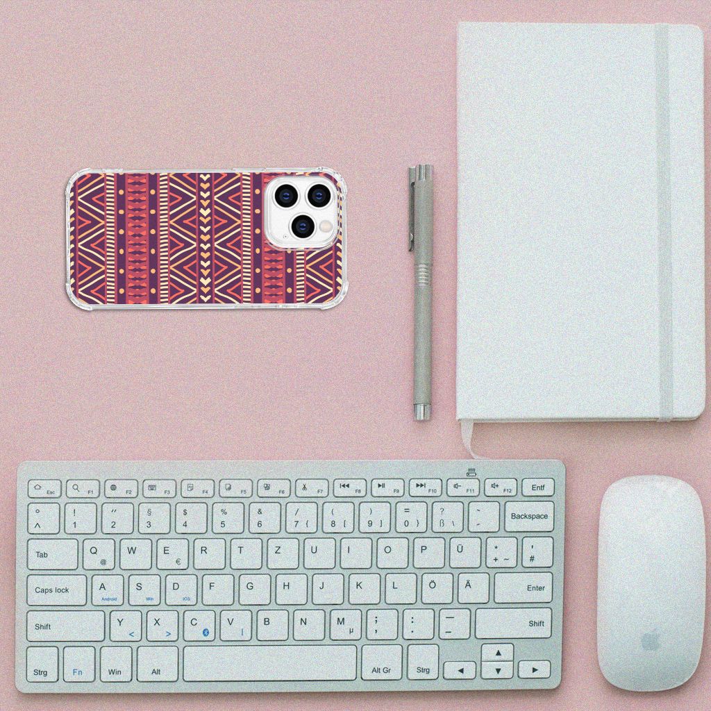 iPhone 14 Pro Doorzichtige Silicone Hoesje Aztec Paars B2C Telecom