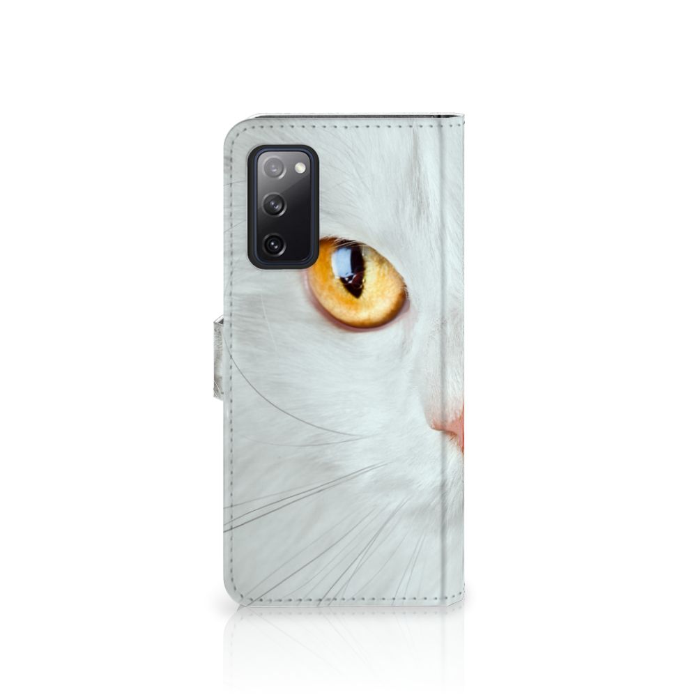 Samsung Galaxy S20 FE Telefoonhoesje met Pasjes Witte Kat