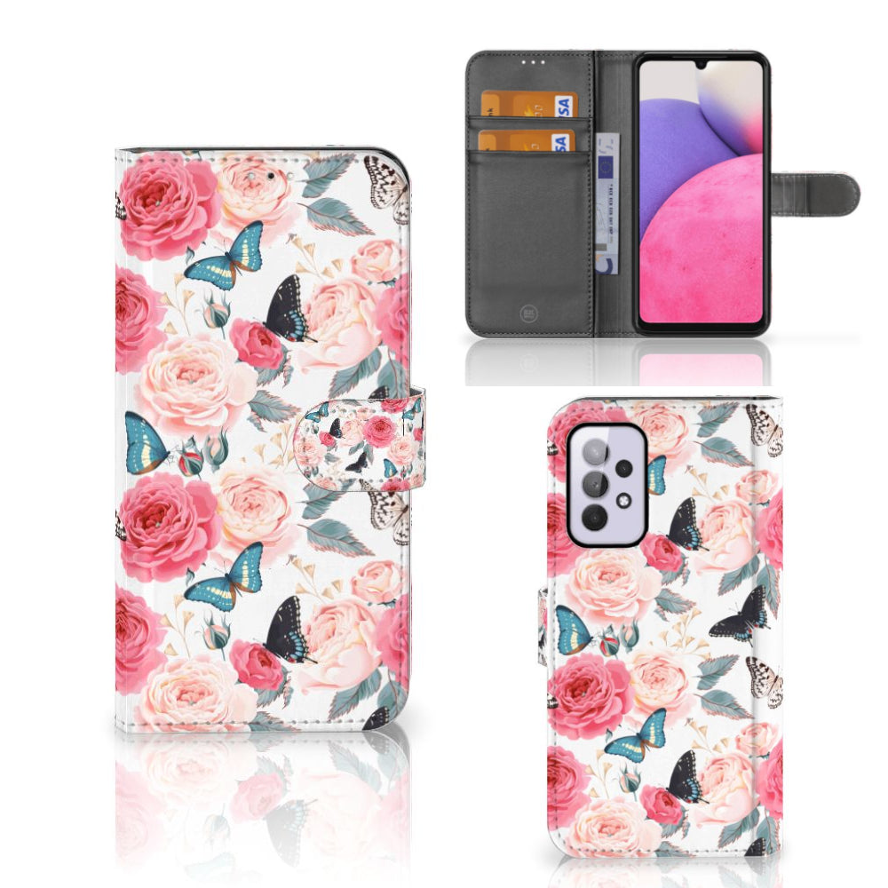 Samsung Galaxy A33 5G Hoesje Butterfly Roses