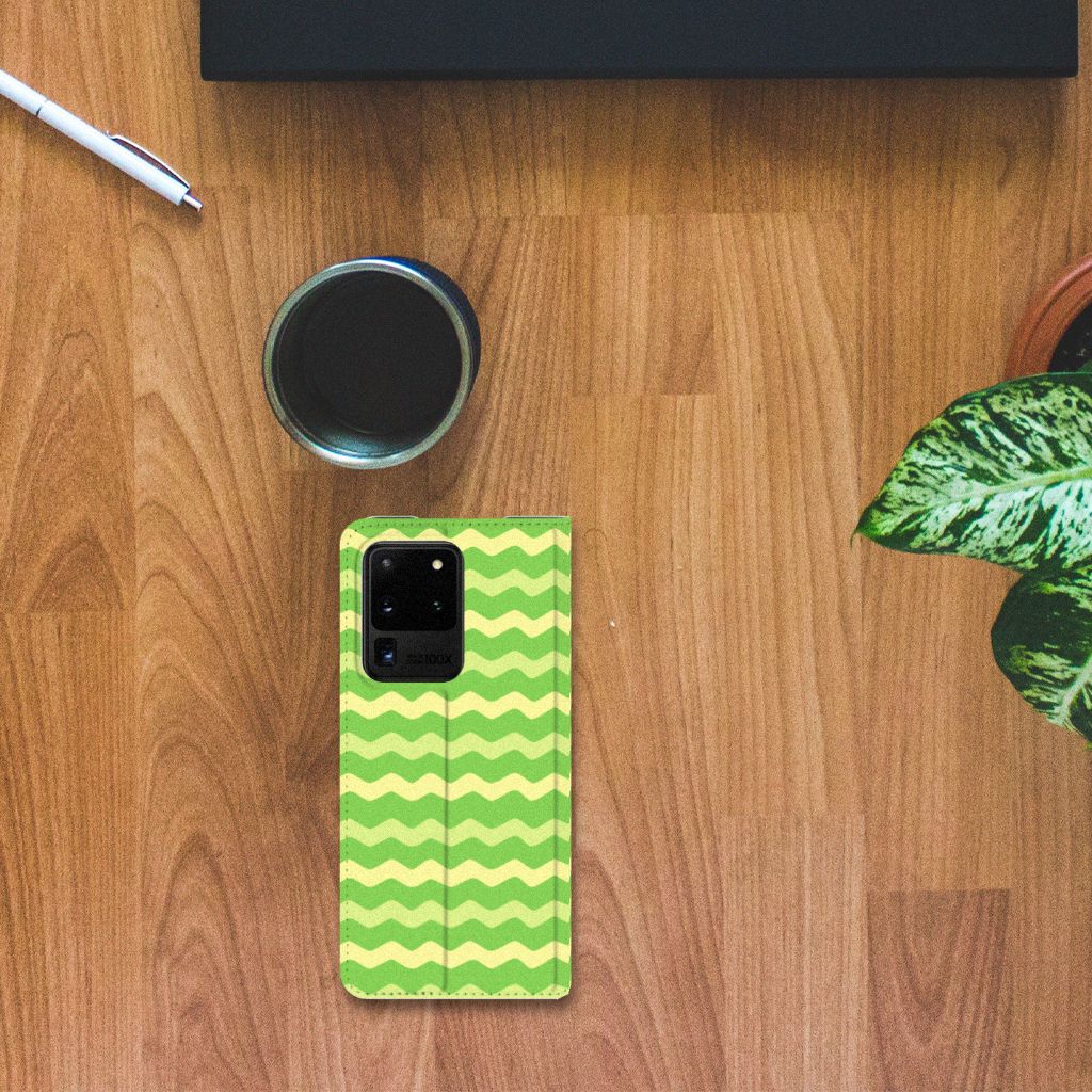 Samsung Galaxy S20 Ultra Hoesje met Magneet Waves Green - B2C Telecom