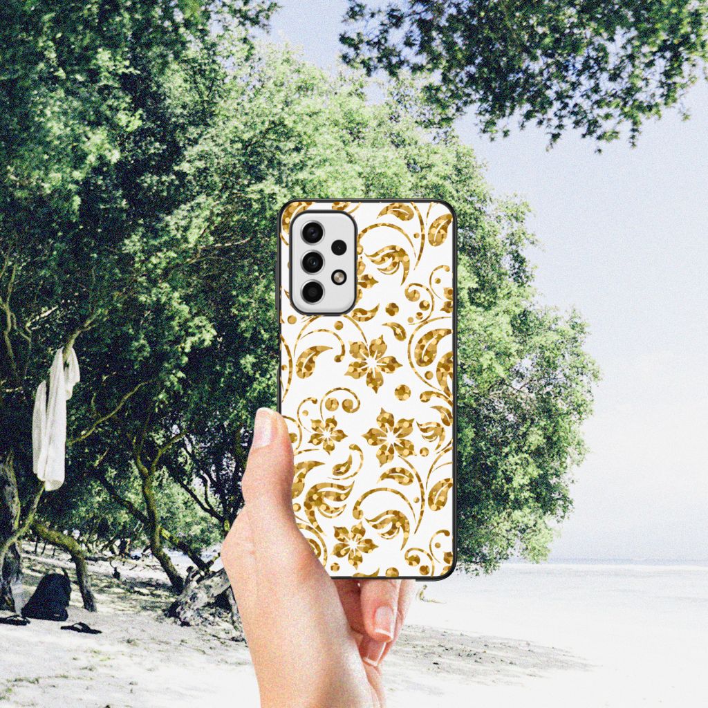Samsung Galaxy A23 Bloemen Hoesje Gouden Bloemen B2C Telecom