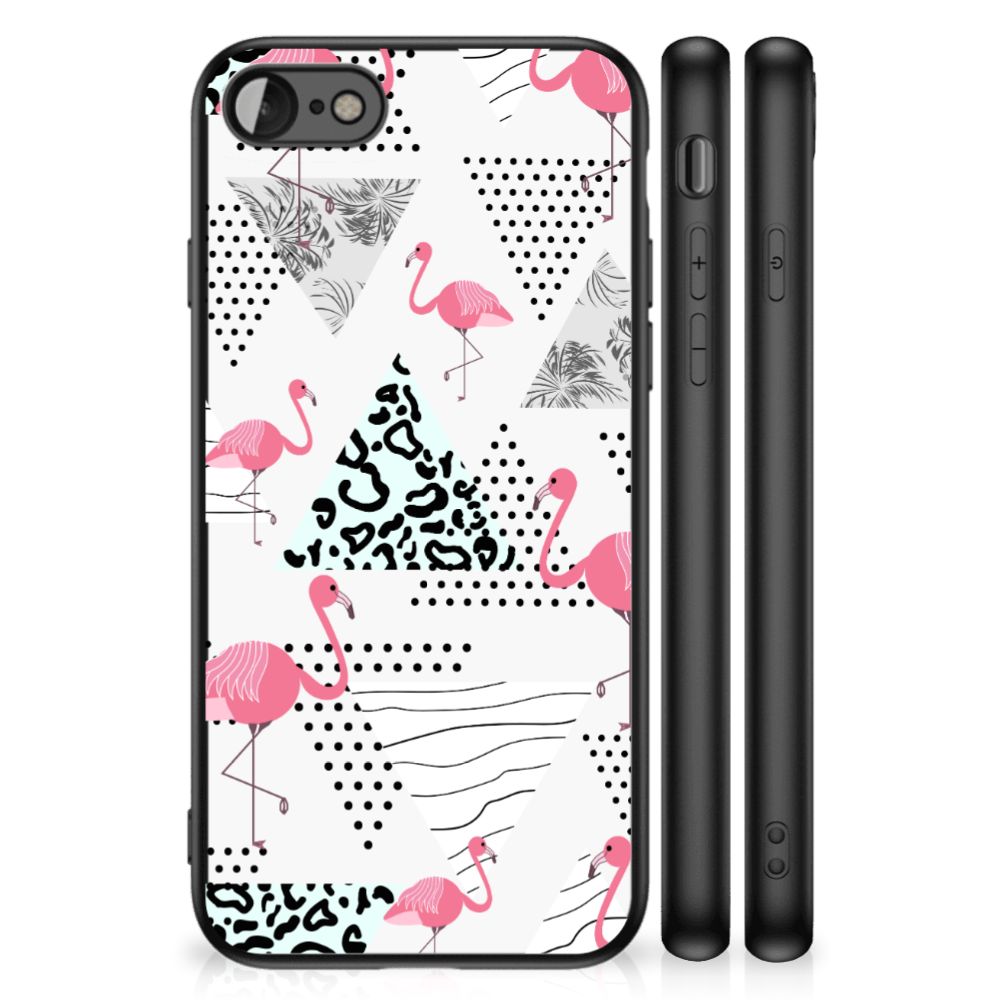 iPhone SE 2022 | SE 2020 | 7/8 Dierenprint Telefoonhoesje Flamingo Triangle