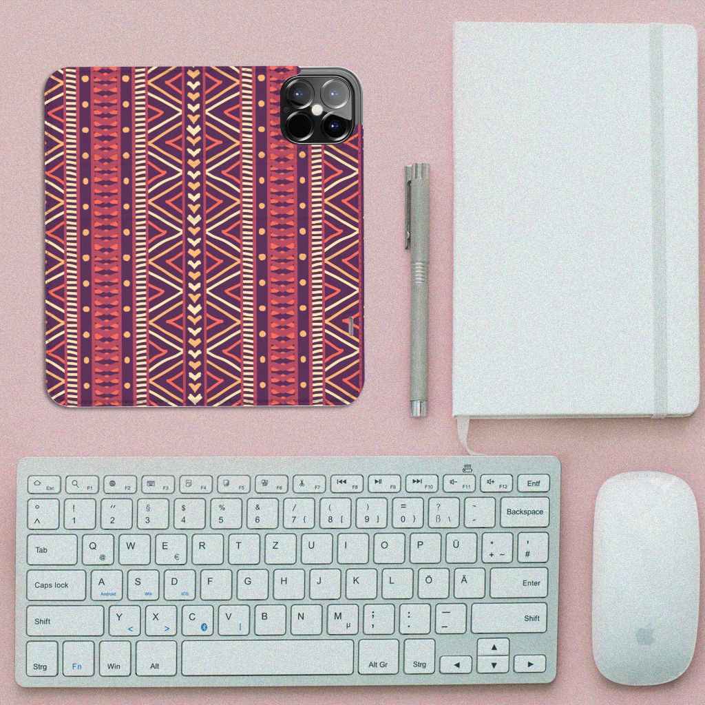 iPhone 12 Pro Max Hoesje met Magneet Aztec Paars