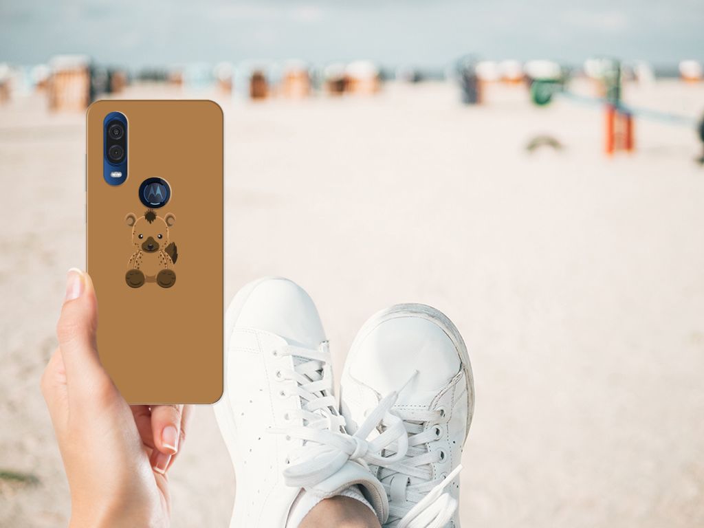 Motorola One Vision Telefoonhoesje met Naam Baby Hyena