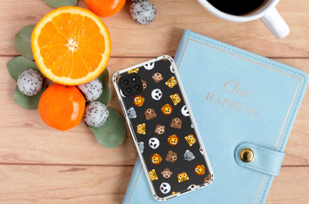 Doorzichtige Silicone Hoesje voor Samsung Galaxy A22 5G Dieren Emojis B2C Telecom