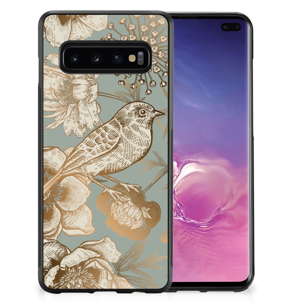 Skin Case voor Samsung Galaxy S10+ Vintage Bird Flowers