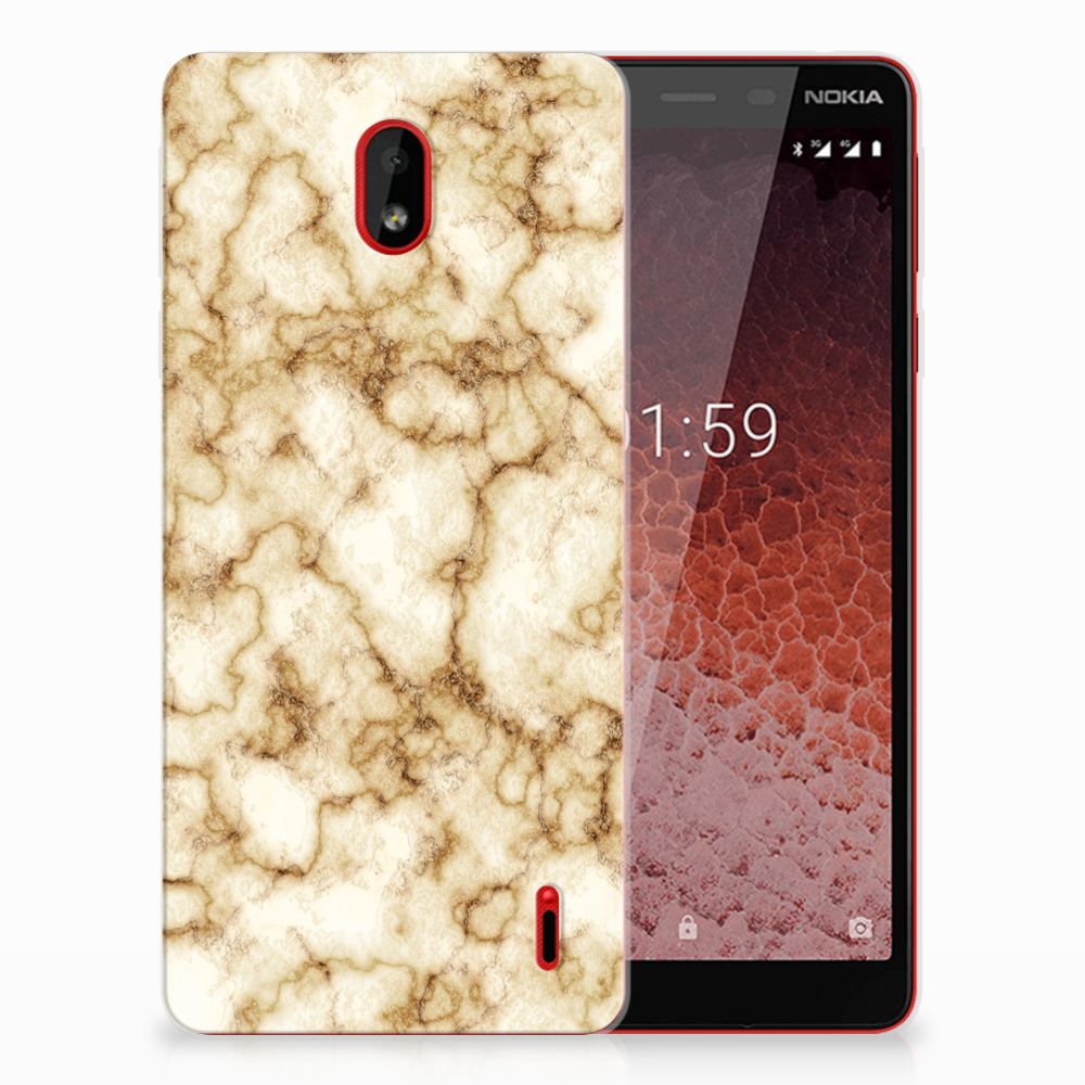 Nokia 1 Plus TPU Siliconen Hoesje Marmer Goud