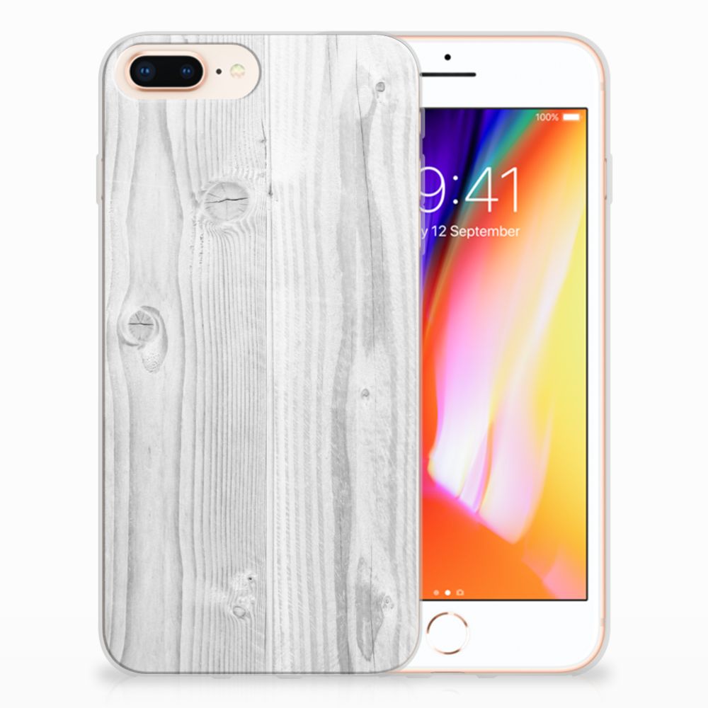 Apple iPhone 7 Plus | 8 Plus Bumper Hoesje White Wood