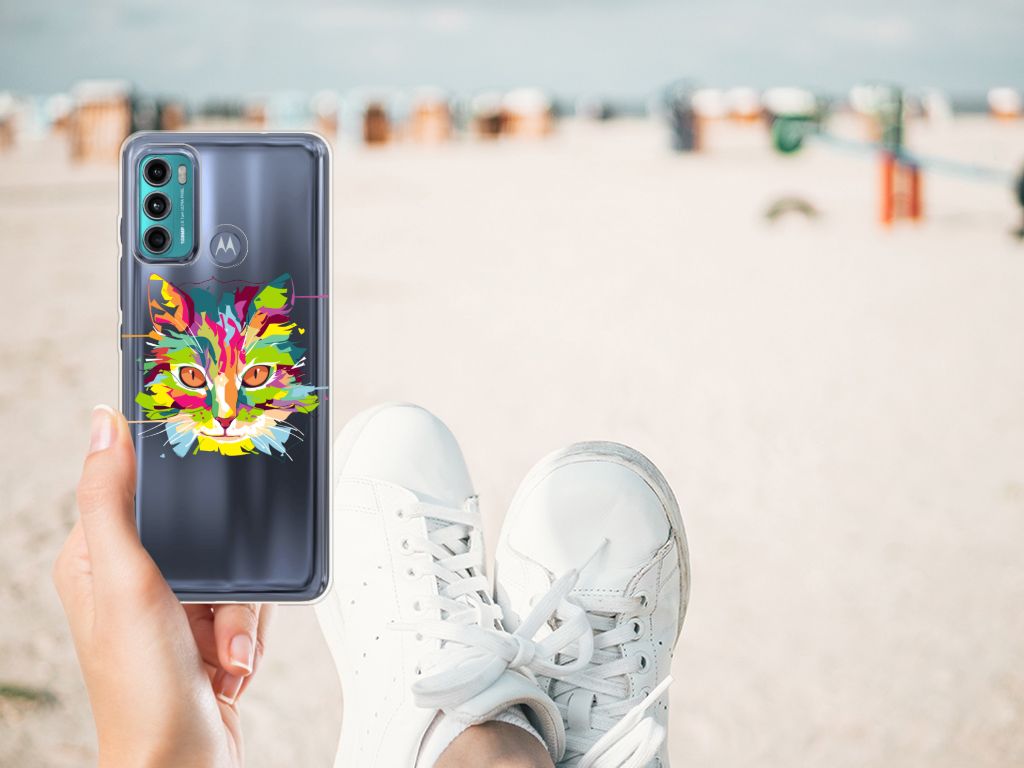 Motorola Moto G60 Telefoonhoesje met Naam Cat Color B2C Telecom