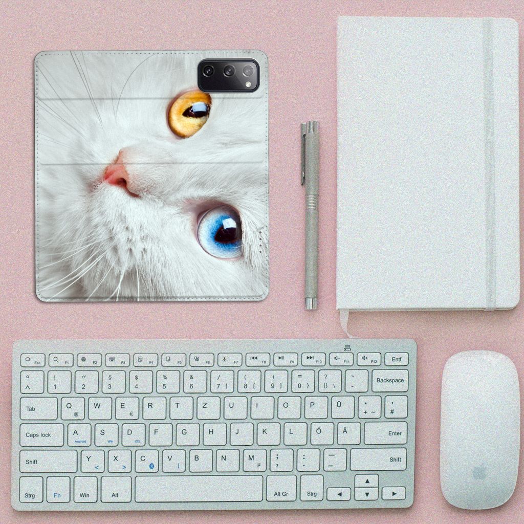 Samsung Galaxy S20 FE Hoesje maken Witte Kat