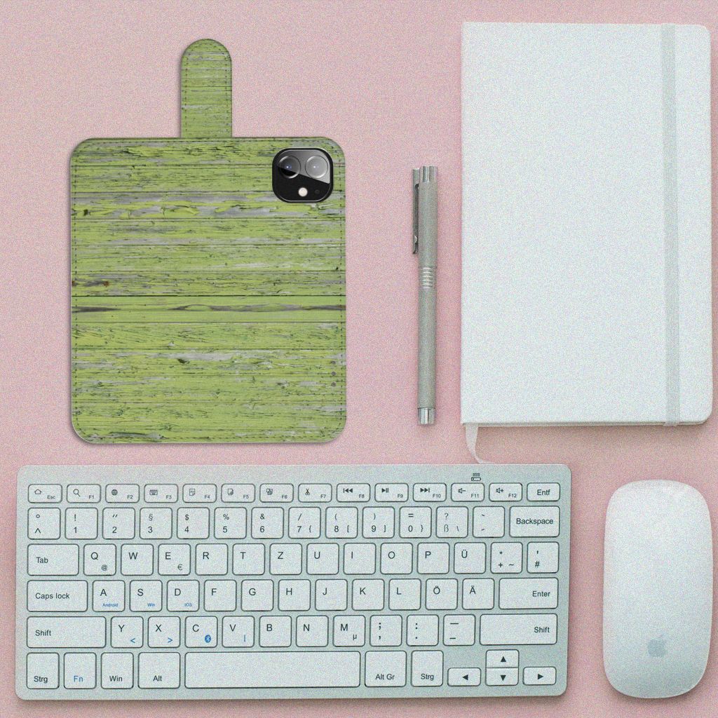 Apple iPhone 12 Mini Book Style Case Green Wood