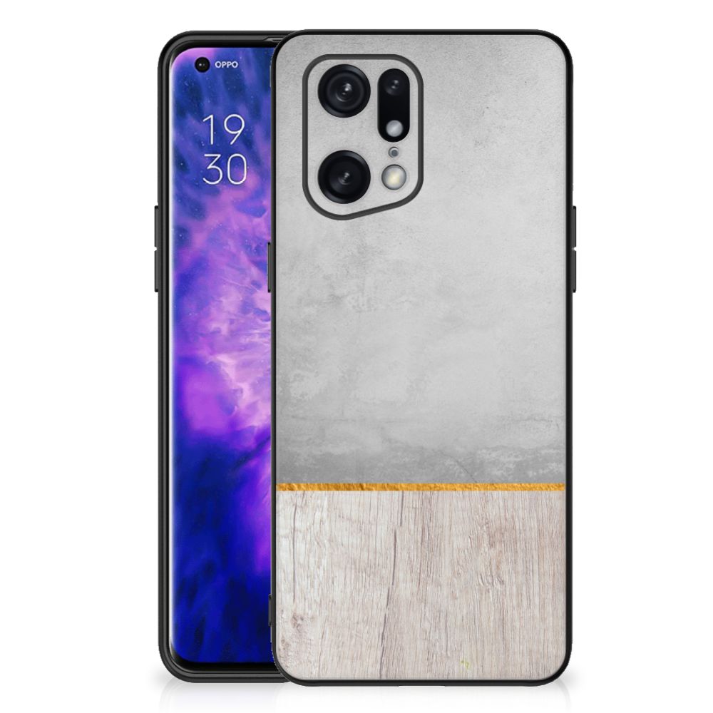 OPPO Find X5 Pro Houten Print Telefoonhoesje Wood Concrete