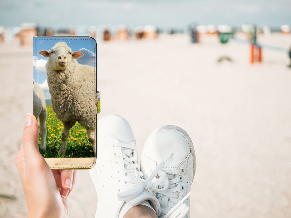 OPPO A74 4G Telefoonhoesje met Pasjes Schaap en Lammetje