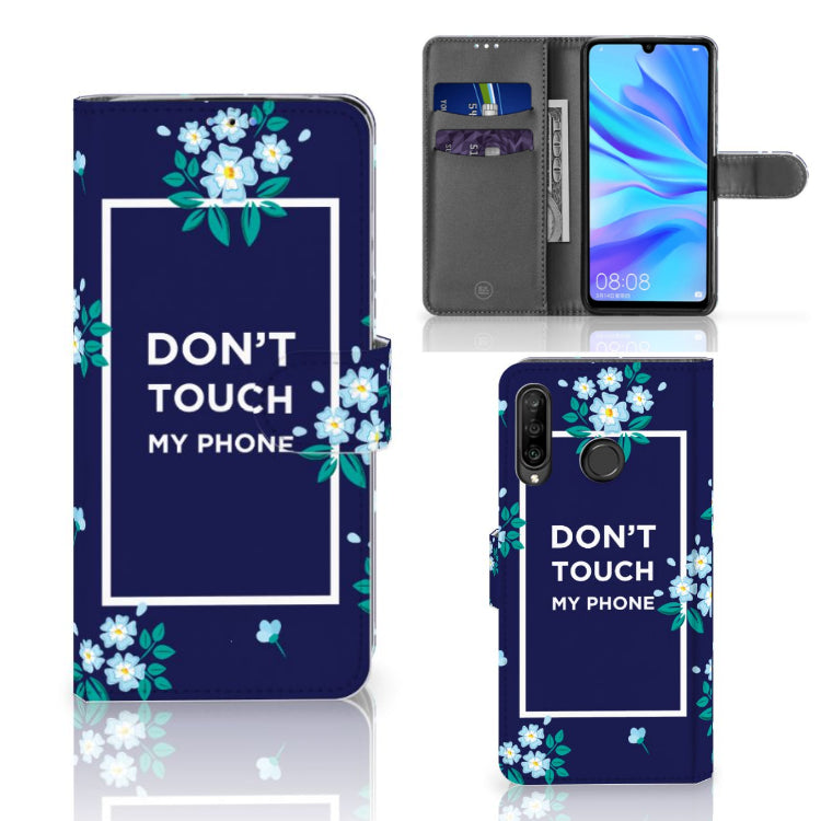 Huawei P30 Lite (2020) Portemonnee Hoesje Flowers Blue DTMP