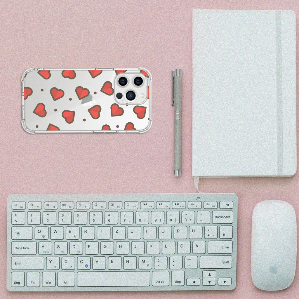 iPhone 13 Pro Max Doorzichtige Silicone Hoesje Hearts - B2C Telecom