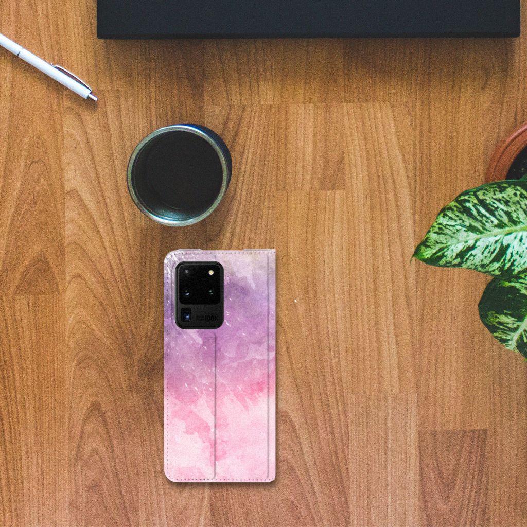 Bookcase Samsung Galaxy S20 Ultra Pink Purple Paint - B2C Telecom
