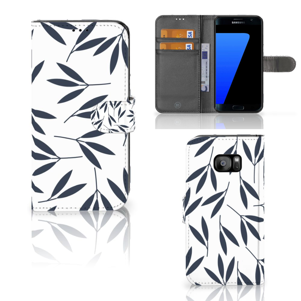 Samsung Galaxy S7 Edge Hoesje Leaves Blue