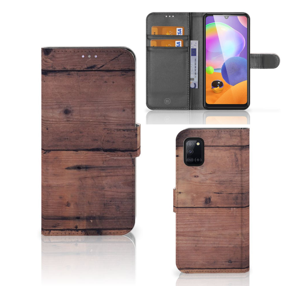 Samsung Galaxy A31 Book Style Case Old Wood