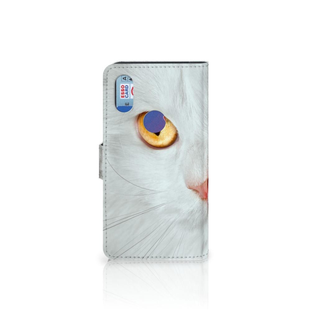 Xiaomi Mi Mix 2s Telefoonhoesje met Pasjes Witte Kat
