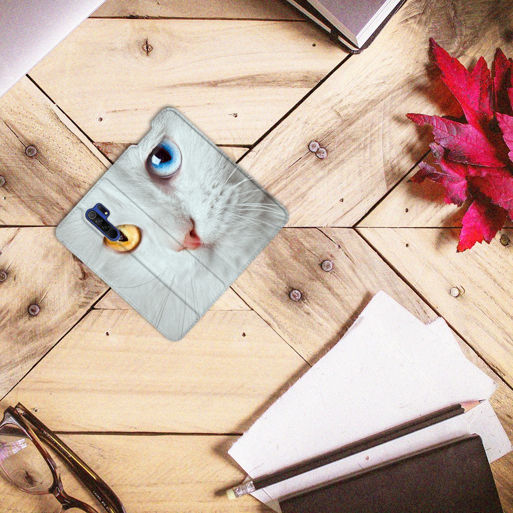 Xiaomi Redmi 9 Hoesje maken Witte Kat - B2C Telecom