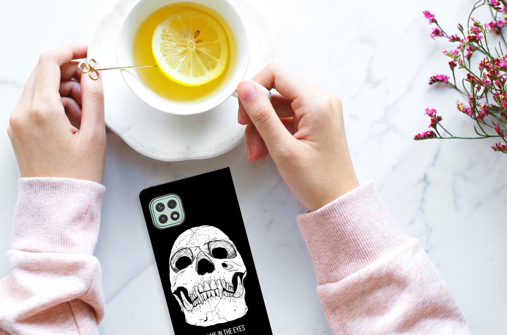 Mobiel BookCase Samsung Galaxy A22 5G Skull Eyes - B2C Telecom
