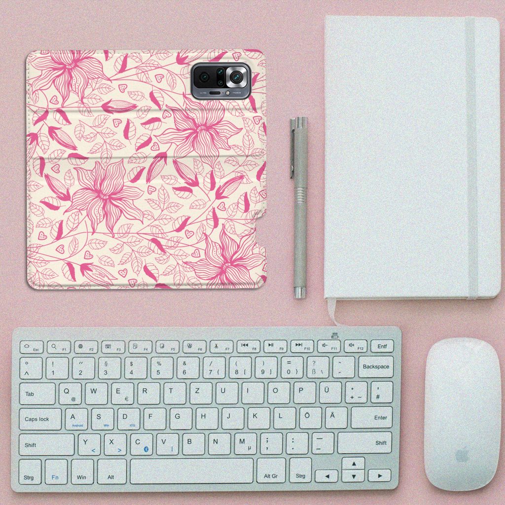 Xiaomi Redmi Note 10 Pro Smart Cover Pink Flowers - B2C Telecom
