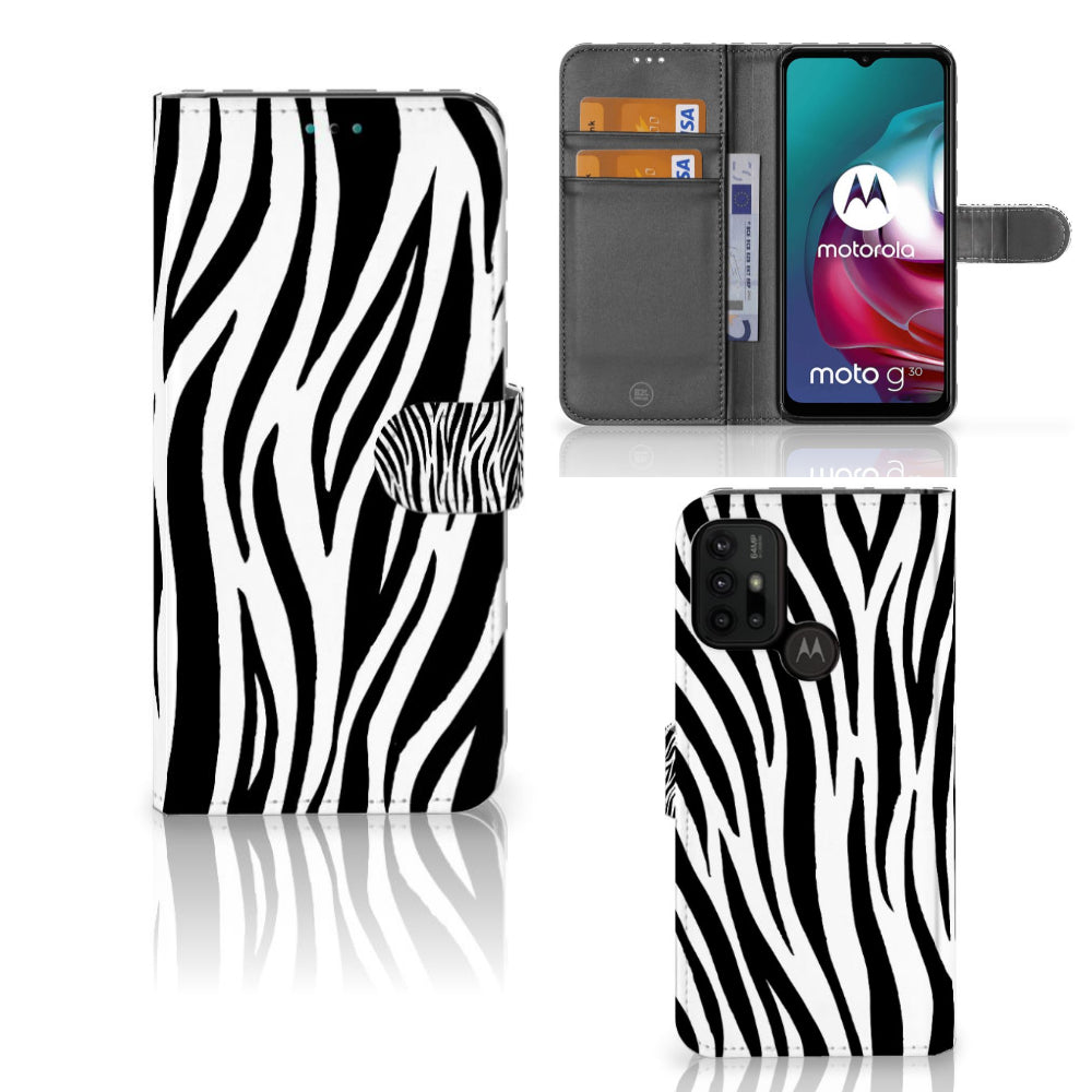 Motorola Moto G10 | G20 | G30 Telefoonhoesje met Pasjes Zebra