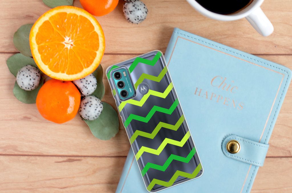 Motorola Moto G60 TPU bumper Zigzag Groen B2C Telecom