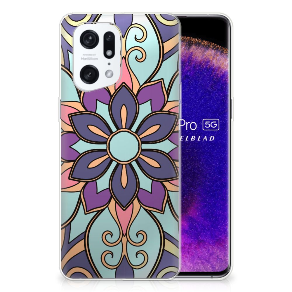 OPPO Find X5 Pro TPU Case Purple Flower