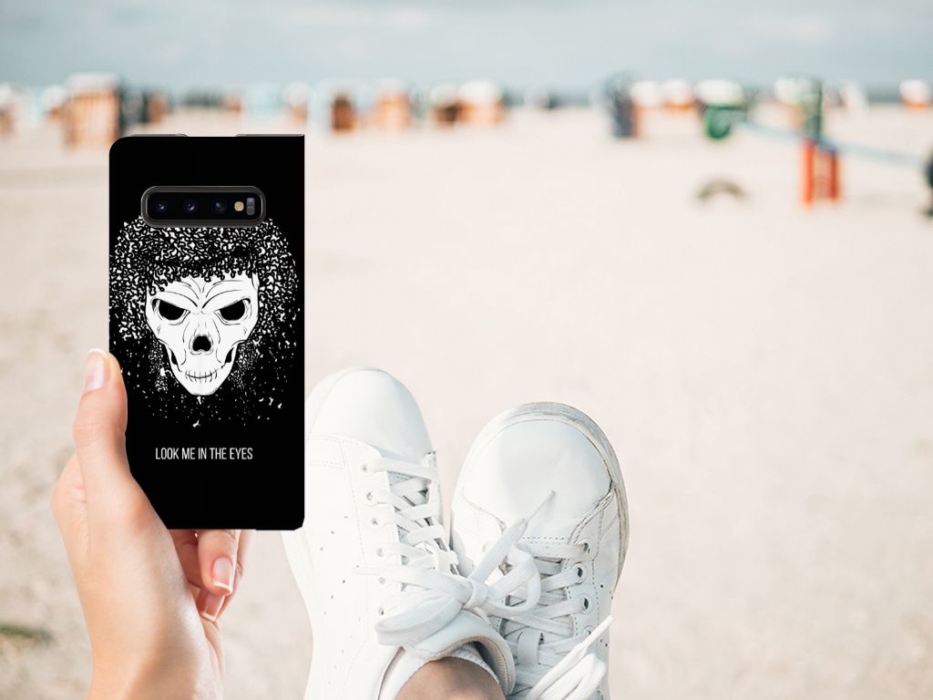 Mobiel BookCase Samsung Galaxy S10 Skull Hair