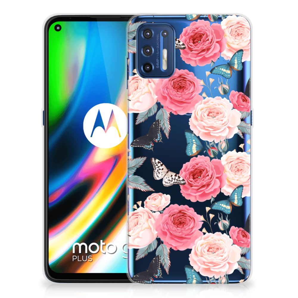 Motorola Moto G9 Plus TPU Case Butterfly Roses