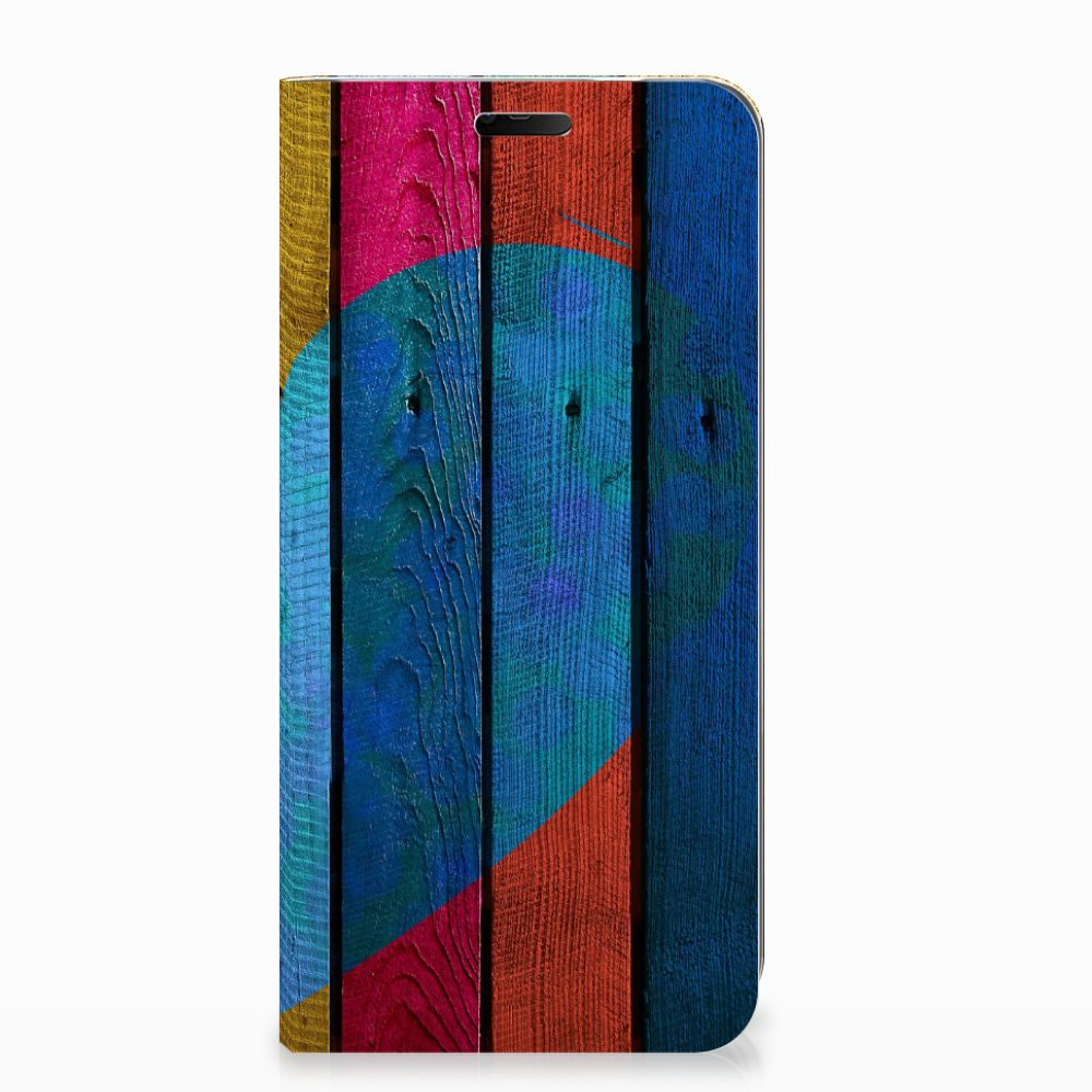 Nokia 7.1 (2018) Book Wallet Case Wood Heart - Cadeau voor je Vriend