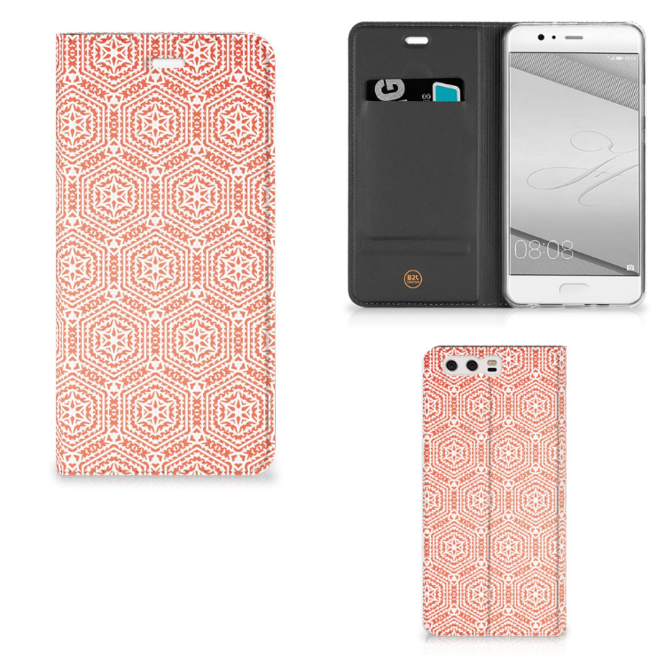 Huawei P10 Plus Hoesje met Magneet Pattern Orange