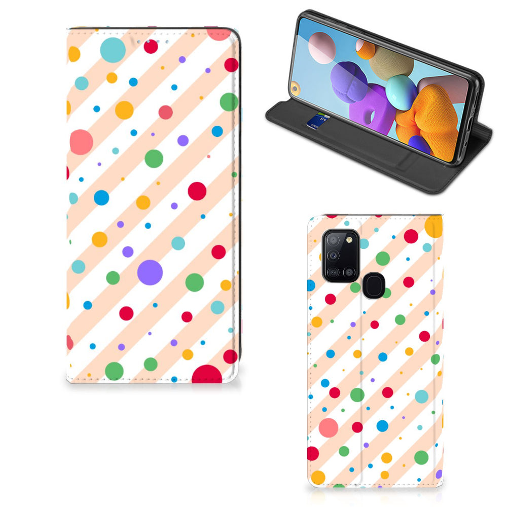 Samsung Galaxy A21s Hoesje met Magneet Dots